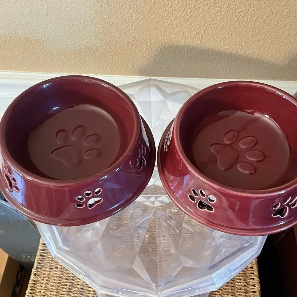 Top Paw Purple Plum Stoneware Dog Bowls